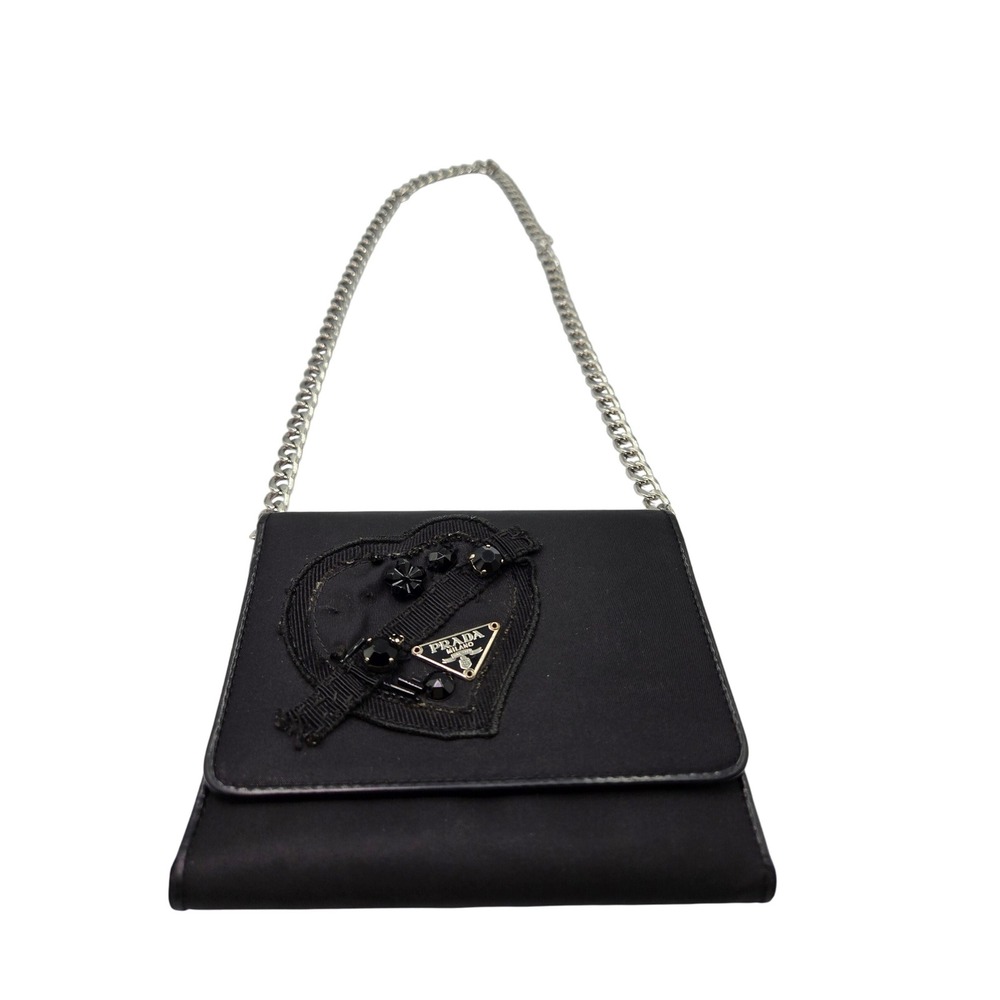 PRADA Evening Heart Mini Bag Black Nylon AUTHENTIC - Picture 2 of 16